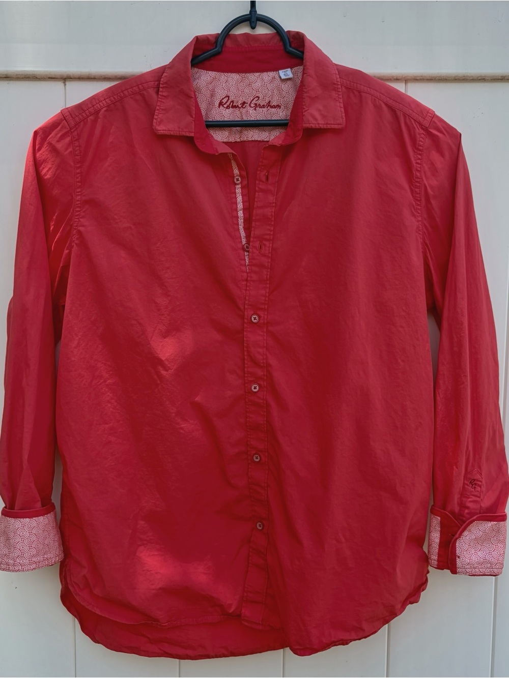 Robert Graham Long Sleeve Button Up Shirt Size XL Orange Salmon Flip Cuff Swirls